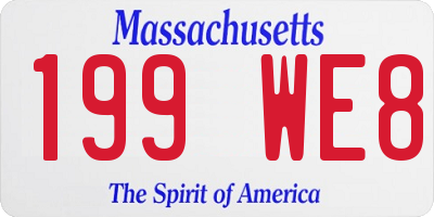MA license plate 199WE8