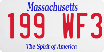 MA license plate 199WF3