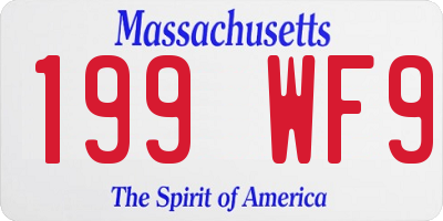 MA license plate 199WF9
