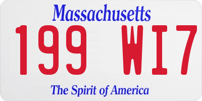 MA license plate 199WI7