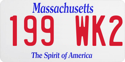 MA license plate 199WK2
