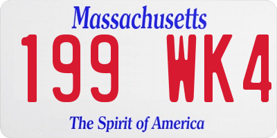 MA license plate 199WK4