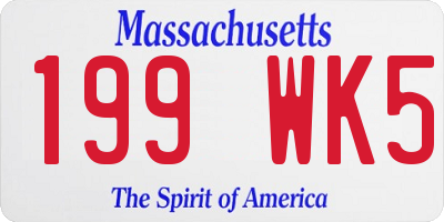 MA license plate 199WK5