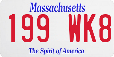 MA license plate 199WK8
