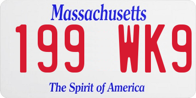 MA license plate 199WK9