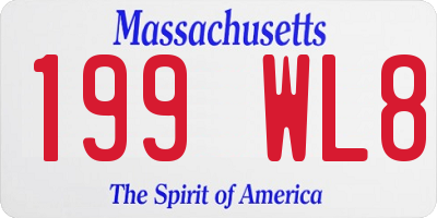 MA license plate 199WL8
