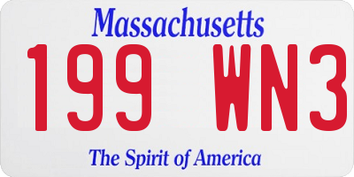 MA license plate 199WN3