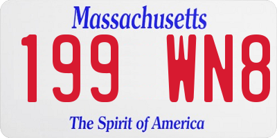 MA license plate 199WN8