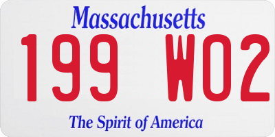 MA license plate 199WO2