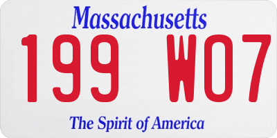 MA license plate 199WO7