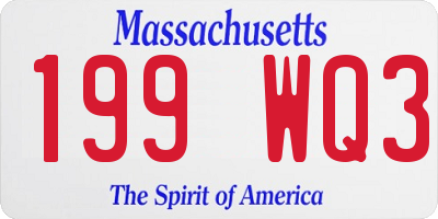 MA license plate 199WQ3