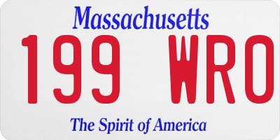 MA license plate 199WR0