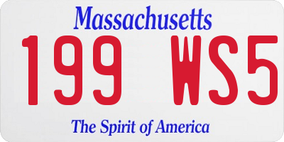 MA license plate 199WS5