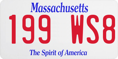 MA license plate 199WS8