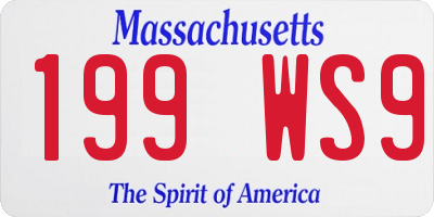 MA license plate 199WS9