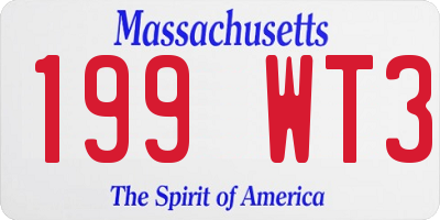 MA license plate 199WT3