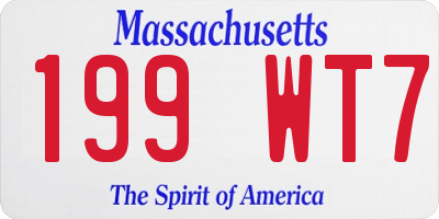 MA license plate 199WT7