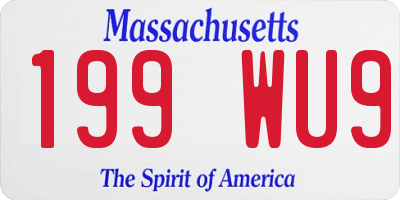 MA license plate 199WU9