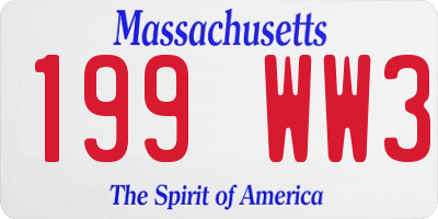 MA license plate 199WW3
