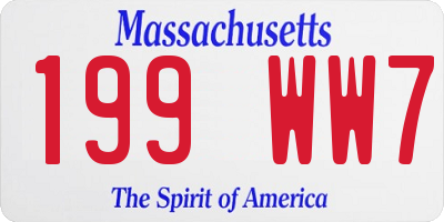 MA license plate 199WW7