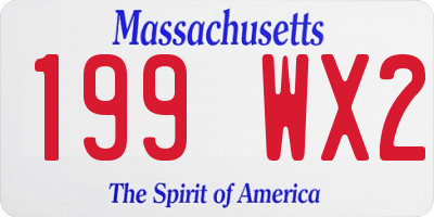 MA license plate 199WX2