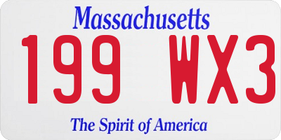 MA license plate 199WX3
