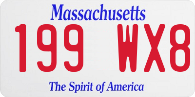 MA license plate 199WX8