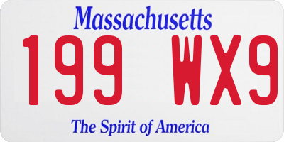 MA license plate 199WX9