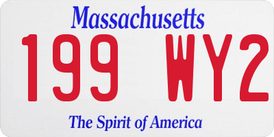 MA license plate 199WY2