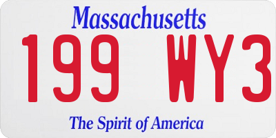 MA license plate 199WY3