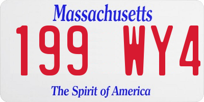 MA license plate 199WY4