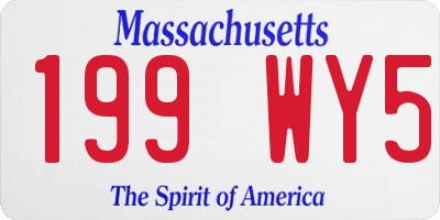 MA license plate 199WY5