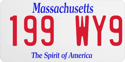 MA license plate 199WY9