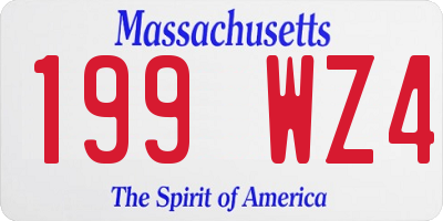 MA license plate 199WZ4