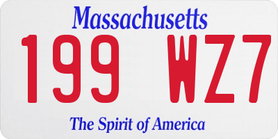 MA license plate 199WZ7