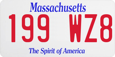 MA license plate 199WZ8