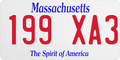 MA license plate 199XA3