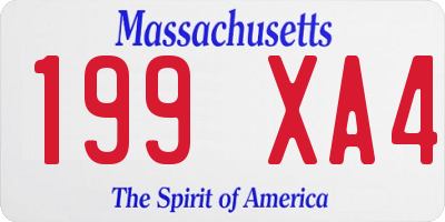 MA license plate 199XA4