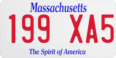 MA license plate 199XA5