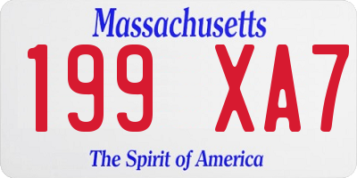 MA license plate 199XA7