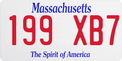 MA license plate 199XB7