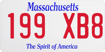 MA license plate 199XB8