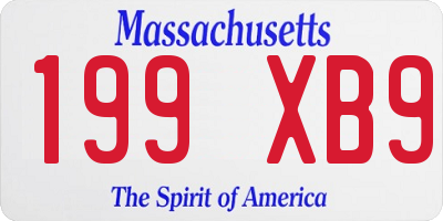 MA license plate 199XB9
