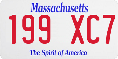 MA license plate 199XC7