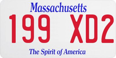 MA license plate 199XD2