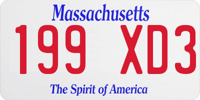 MA license plate 199XD3