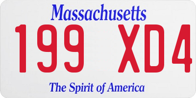 MA license plate 199XD4
