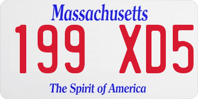 MA license plate 199XD5