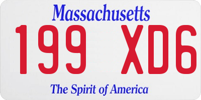 MA license plate 199XD6