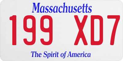 MA license plate 199XD7